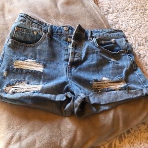 High waisted jean shorts